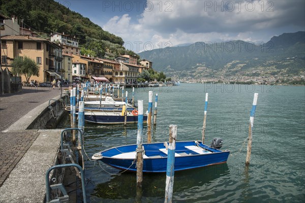 Boat moorings in the town on the lake island