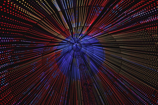 Inside view into the illuminated top of a light structure