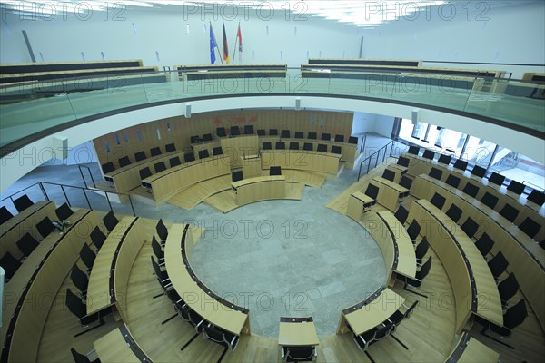 Empty plenary hall in the Hessian Parliament in the City Palace in Wiesbaden