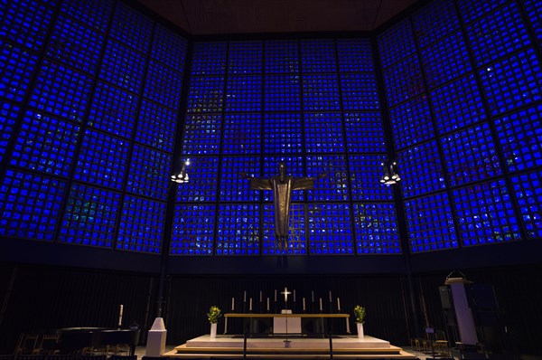 Altar room with resurrection Christ by Karl Hemmeter above the altar