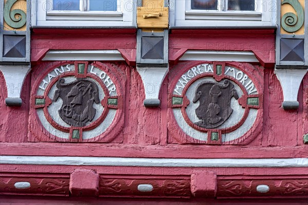 Carved family coat of arms