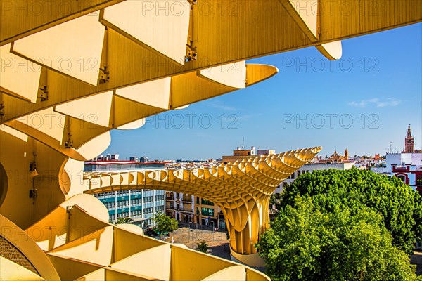 Above the rooftops of Seville in the Metropol Parasol