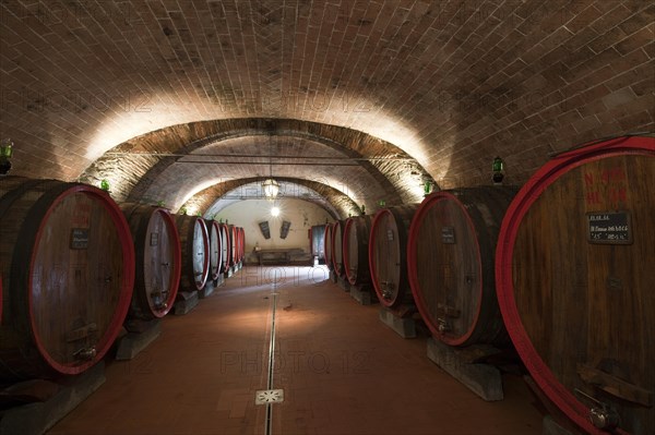 Barrels of Chianti red wine