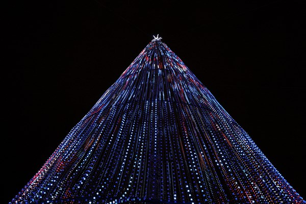 Tall structure with 100000 light bulbs at a multimedia sound and light show