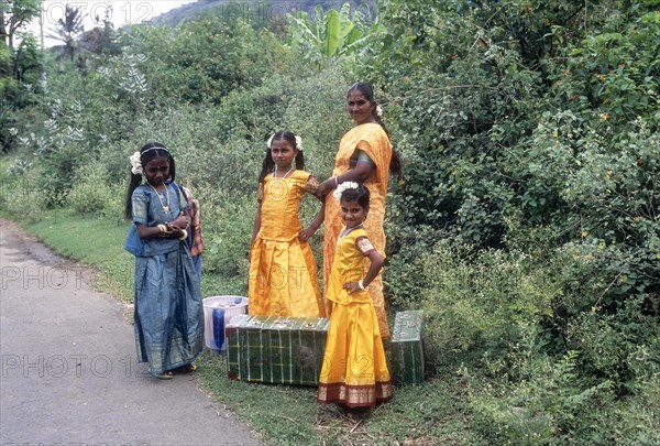 Villagers waiting for bus