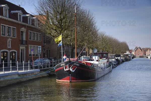 Barges moored at the canal