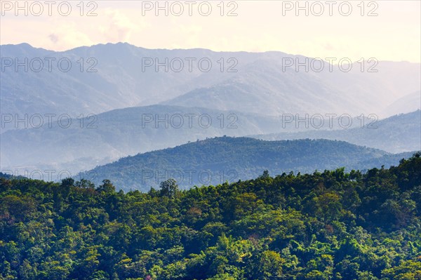 View over the hills around the town of Kohima