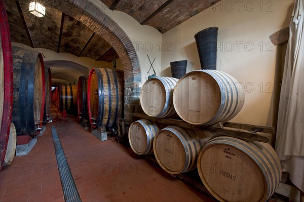 Barrels of Chianti red wine