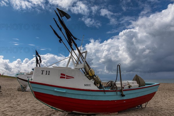 Fishing boat on the beach at Stenbjerg Landingsplads