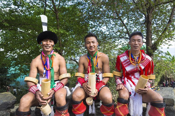 Naga tribesmen in traditional dress