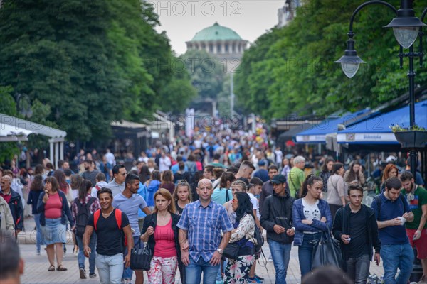 Pedestrian in busy pedestrian zone