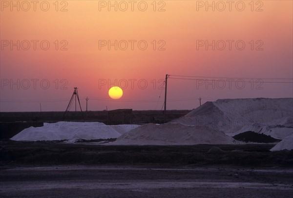 Sun rise over salt heap on the way to Bhavnagar