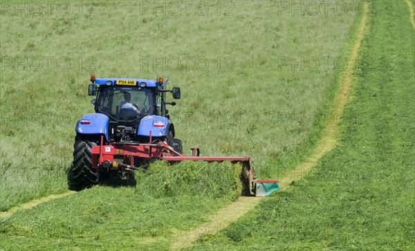 New Holland T7 tractor with Kvernland front and side mower conditioner