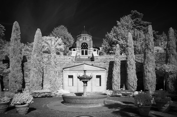 Fountain in front of Belvedere in Moorish style