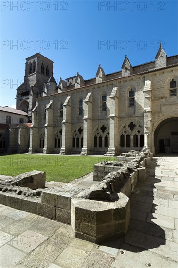 Cloister of Saint Robert abbaye of la Chaise Dieu. Haute Loire department. Auvergne Rhone Alpes. France