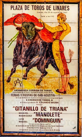 Ceramic sign for bullfighting
