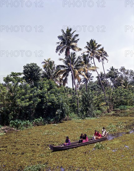 Tourists enjoying Backwaters of Allapey