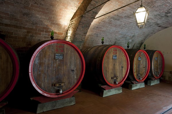 Barrels of Chianti red wine