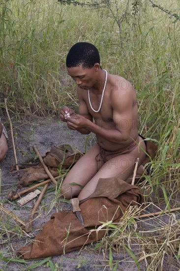 The Bushmen are the oldest inhabitants of southern Africa and use a thorn as a needle