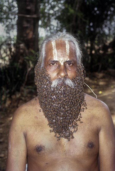 Mr. RangaRamanujam Kannaiyan wearing a bee beard at Coimbatore