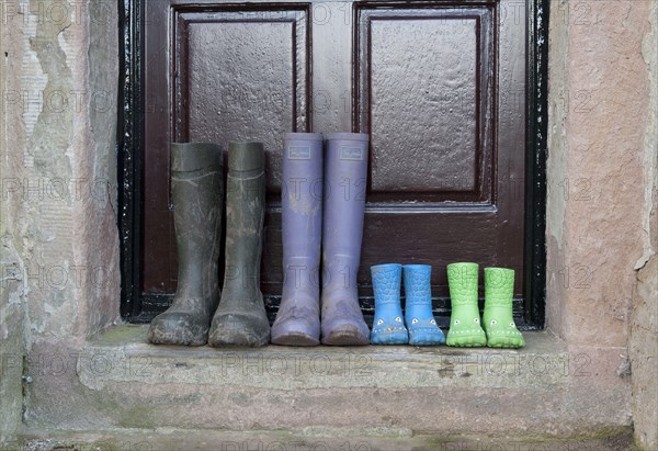 Four pairs of wellies