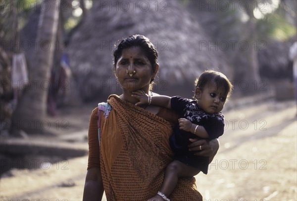 Fisher woman with her babe in Visakhapatnam