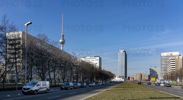 Architecture in Karl-Marx-Alle with view towards Alexanderplatz