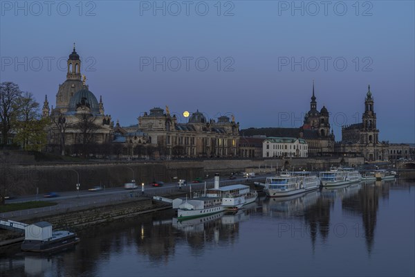 Full moon over the Old Town with Church of Our Lady