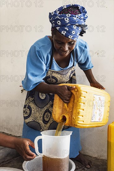 Woman making soap