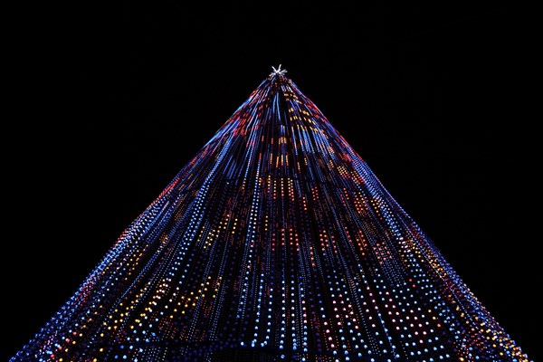 Tall structure with 100000 light bulbs at a multimedia sound and light show