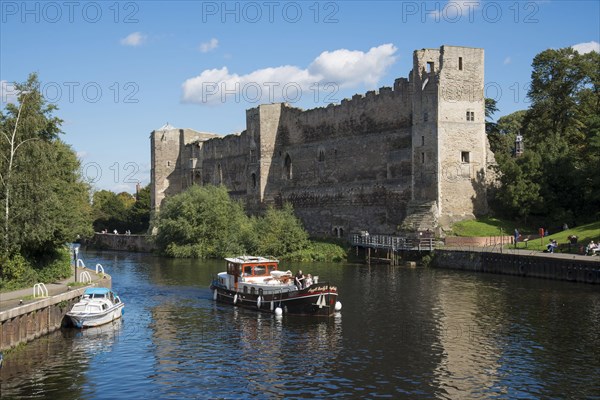 Barge pulls up to castle