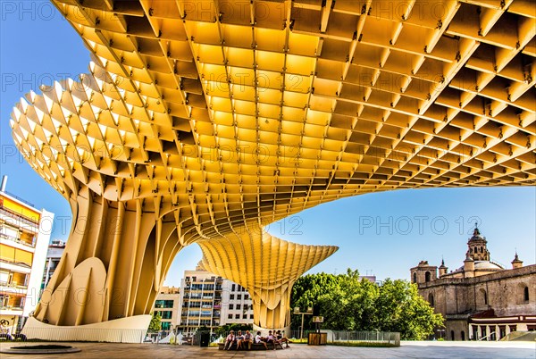 Above the rooftops of Seville in the Metropol Parasol