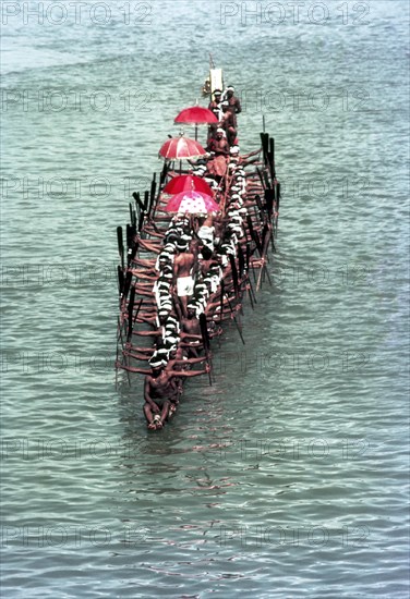 A completely decorated snake Boat