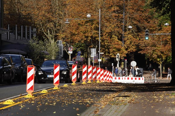 Barrier on a street in autumn