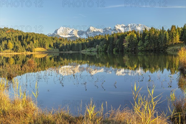 Geroldsee against Karwendel Mountains at sunset