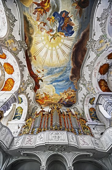 Organ gallery and ceiling frescoes