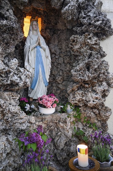 Lourdes Grotto with Madonna figure