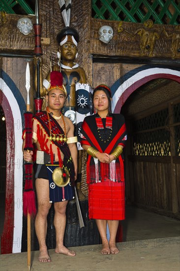 Naga tribesmen in traditional dress