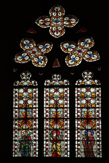 Interior view of the window in the St. Valentinus and Dionysius Basilica in Kiedrich