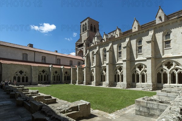 Cloister of Saint Robert abbaye of la Chaise Dieu. Haute Loire department. Auvergne Rhone Alpes. France