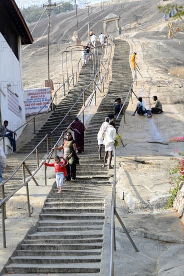 Over 600 steps to the Gomateshwara statue