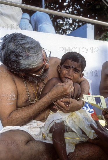 Ezhuthiniruthu ceremony on Vijayadasami day in Saraswathy temple at Panachikkadu near kottayam