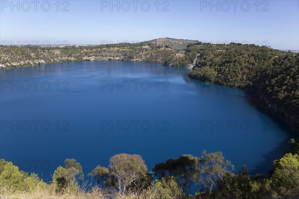 View of monomictic lake located in extinct volcanic maar