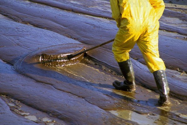 Removal of crude oil from the beach