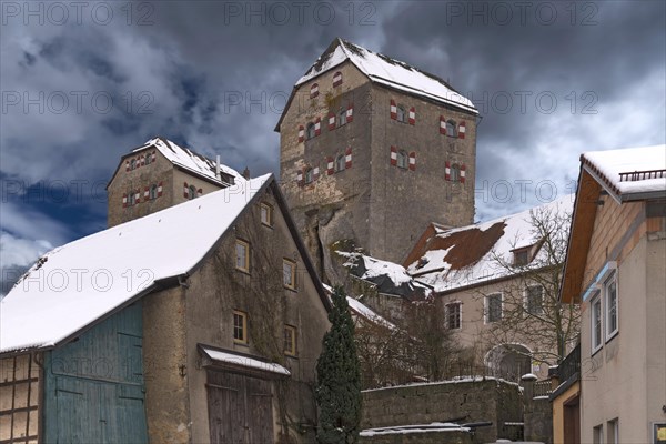 Hiltpoltstein Castle in winter with snow