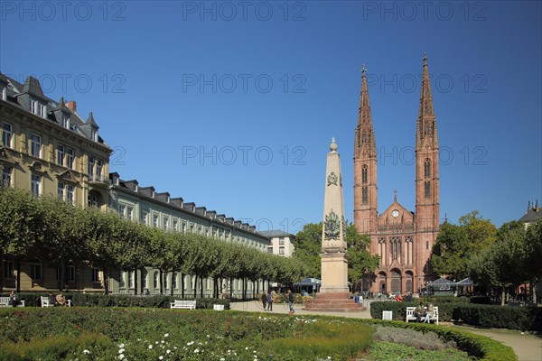St. Boniface Church and Waterloo War Memorial on Luisenplatz in Wiesbaden