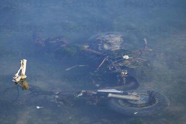 Scooter submerged in the sea