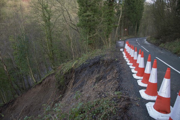 Landslide on roadside slope caused by heavy rain