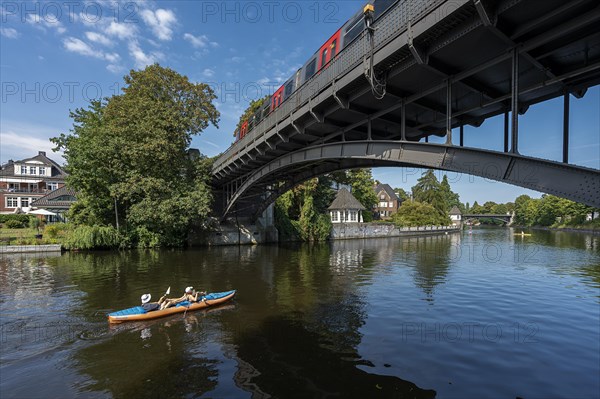 Recreational athletes on the Alster in Hamburg Winterhude