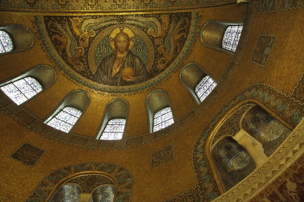 Ceiling with image of Christ inside the Neo-Romanesque Church of the Redeemer in Bad Homburg